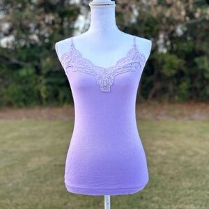 Lilac Purple Lace Cami Top Y2K Summer Vacation Fairy Feminine